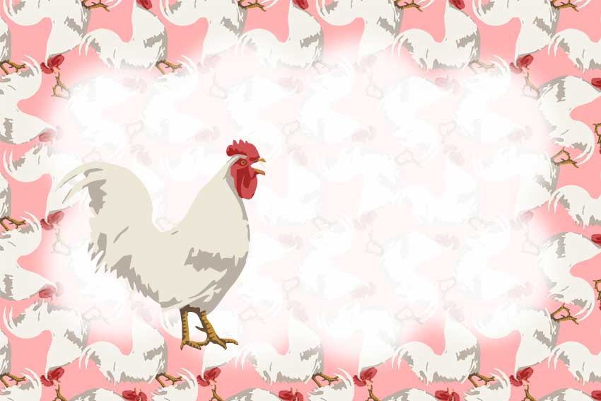 シンプル鶏＜鳥・酉年（とりどし）のポストカードイラスト・無料